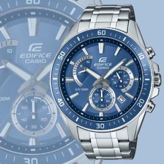 【CASIO 卡西歐】EDIFICE 大膽精緻 經典大錶殼運動風腕錶-藍(EFR-552D-2AV 防水100米)