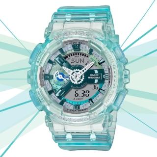 【CASIO 卡西歐】G-SHOCK WOMEN 科幻虛擬世界 半透明Y型構造雙顯錶-綠(GMA-S110VW-2A 防水200米)