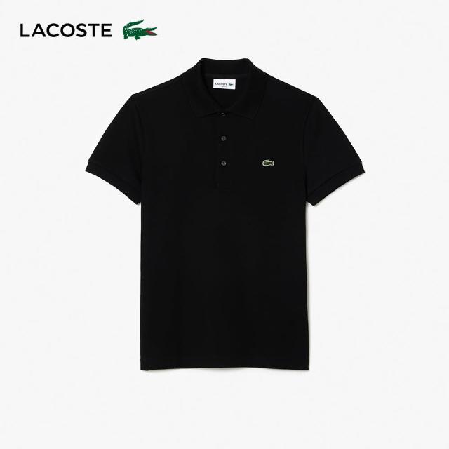 【LACOSTE】男裝-經典修身短袖Polo衫(黑色)