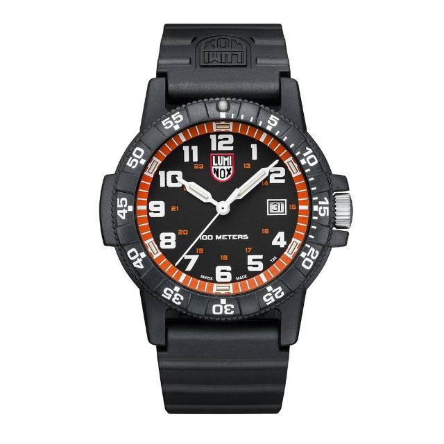 【LUMINOX 雷明時】SEA TURTLE 0320海龜系列腕錶(黑x橘時標/44mm)