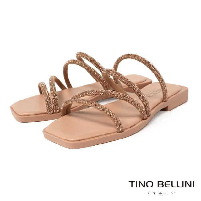 【TINO BELLINI 貝里尼】巴西進口閃鑽涼拖鞋FSQV008(裸膚)