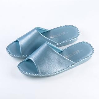 【PANSY】女士 手工製作 防滑舒適柔軟 皮革室內拖鞋 室內鞋 拖鞋 防滑拖鞋(藍色 8688)