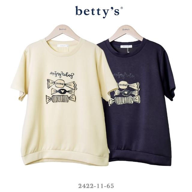 【betty’s 貝蒂思】糖果Q毛拼貼印花短袖T-shirt(共二色)