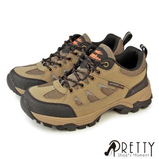 【Pretty】男鞋 登山鞋 運動鞋 休閒鞋 戶外 機能 綁帶 防潑水 反光(咖啡)