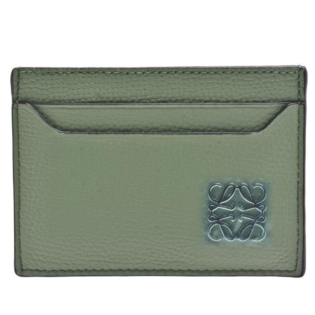 【LOEWE 羅威】經典Anagram金屬LOGO石紋牛皮萬用卡夾(迷迭香綠色C821075X01-6424)