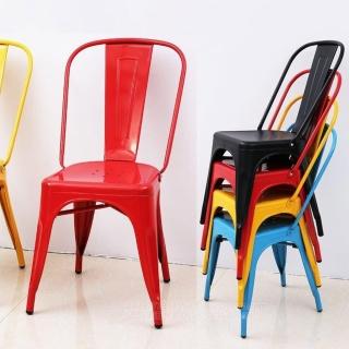 【藍色的熊】LOFT工業風靠背鐵皮椅 4張(C02餐椅 鐵椅 設計師最愛 咖啡廳 餐廳 工業風餐椅)