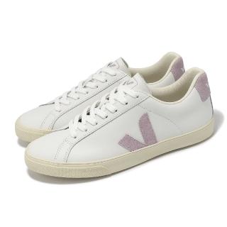 【VEJA】休閒鞋 Esplar Logo Leather 女鞋 白 紫 皮革 法國 經典小白鞋(EO0203511A)