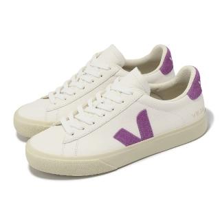 【VEJA】休閒鞋 Campo Chromefree Leather 女鞋 白 紫 皮革 帆布 經典小白鞋(CP0503493A)