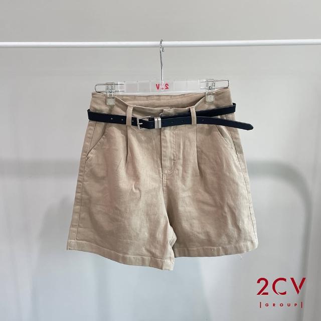 【2CV】現貨 百搭棉麻牛仔短褲NT079(附皮帶)