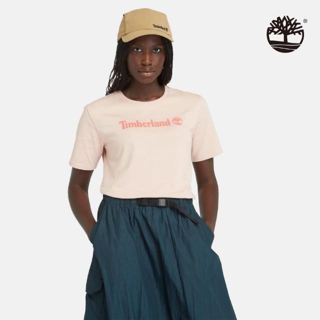 【Timberland】女款淺粉色 Logo 短袖休閒T恤(A6AZPEBI)
