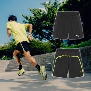 【PUMA】短褲 Run Fav Shorts 男款 黑 綠 7吋 吸濕排汗 三角襯裡 跑步 運動 褲子(525005-51)