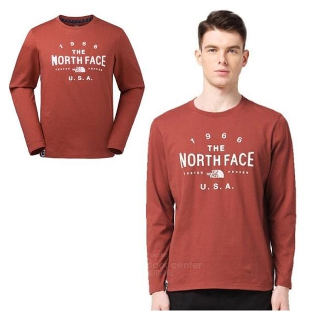 【The North Face】男 輕量舒適透氣長袖排汗衣.圓領T恤(3CIA 橘 V)