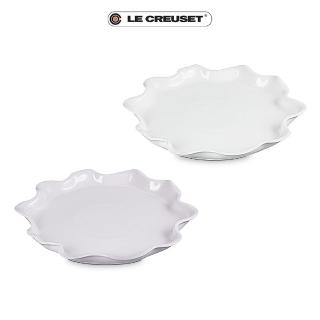 【Le Creuset】瓷器荷葉波紋造型盤 36cm(柔粉紫/雪花白 二色選一-無盒)
