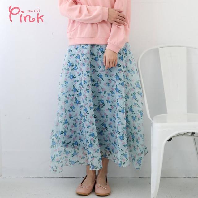 【PINK NEW GIRL】氣質淡藍花卉長裙 N3605HD