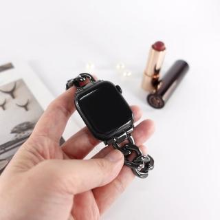 【Watchband】Apple Watch / 全系列通用錶帶 蘋果手錶替用錶帶 扣環鍊帶 鋅合金錶帶(黑色)