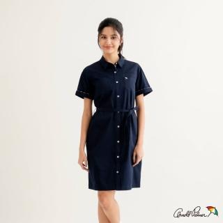 【Arnold Palmer 雨傘】女裝-經典格紋滾邊襯衫連身裙(深藍色)