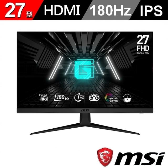【MSI 微星】G2712F 27型 IPS FHD 180Hz 電競螢幕(1ms/Adaptive-Sync/TUV護眼)