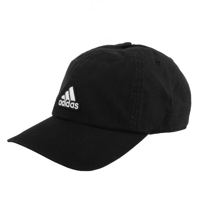 【adidas 愛迪達】經典斜紋白繡線LOGO 男款棒球帽(黑)