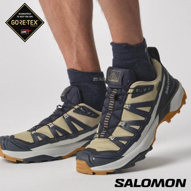 【salomon官方直營】男 X ULTRA 360 EDGE Goretex 低筒登山鞋(綠/藍/灰)
