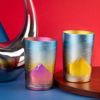 【HORIE】日本製 超輕量雙層純鈦杯 保冷杯 富士山鈦杯(赤富士+金富士2入組 270cc)