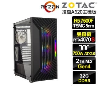 【NVIDIA】R5六核GeForce RTX 4070S{皇國上校B}電競電腦(R5-7500F/技嘉A620/32G/2TB)