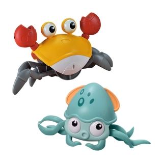 【JoyNa】聲光螃蟹魷魚自動感應電動玩具(互動玩具.免電池)