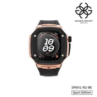 【Golden Concept】Apple Watch 41mm 保護殼 18K玫瑰金錶殼/黑色橡膠錶帶(SPIII41-RG-BK)