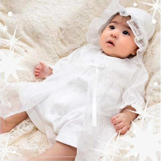 【日本OP mini】二件式新生兒派對洋裝禮服組/彌月禮(新生兒 日本製  洋裝 嬰兒帽 蕾絲)