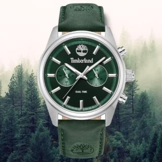 【Timberland】天柏嵐 NORTHBRIDGE系列 多功能時尚 兩眼休閒腕錶 皮帶-綠45mm(TDWGF0041203)