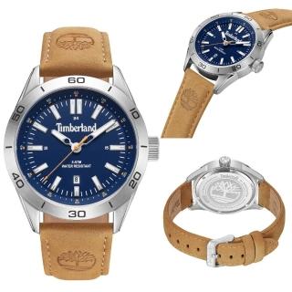 【Timberland】天柏嵐 HILLSBORO系列 時尚休閒腕錶 皮帶-藍/咖43mm(TDWGB0041402)