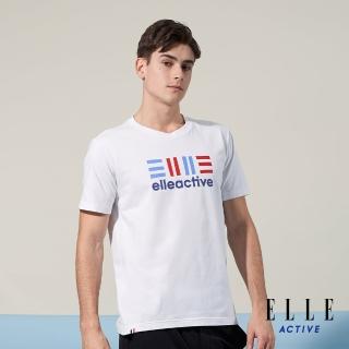 【ELLE ACTIVE】男女共款 法式經典配色圓領短袖T恤-白色(EA24M2F1602#90)