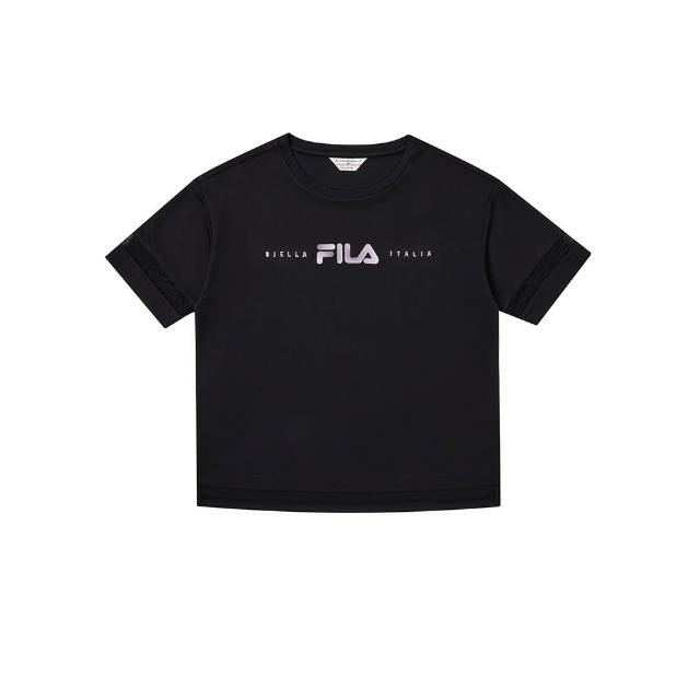 【FILA官方直營】女吸濕排汗短袖圓領T恤-黑色(5TEY-1743-BK)
