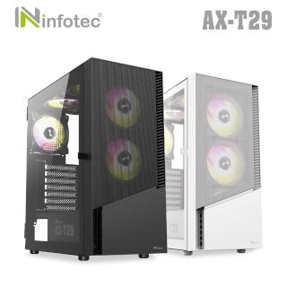 【infotec】全彩定光風扇 E-ATX遊戲機殼(鋼化玻璃側板+燈光關開鍵)