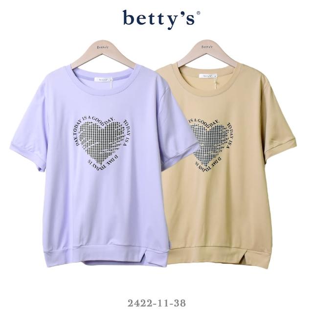 【betty’s 貝蒂思】千鳥格紋愛心塗鴉短袖T-shirt(共二色)