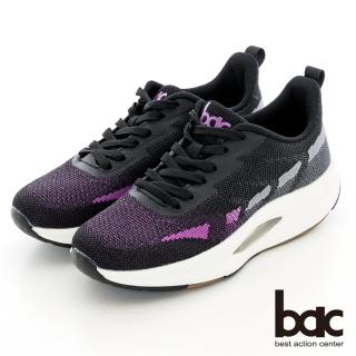 【bac】飛織厚底氣墊綁帶休閒鞋(黑紫色)