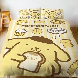 【戀家小舖】台灣製-正版卡通授權枕套床包二件組-單人(麵包家族-布丁狗)