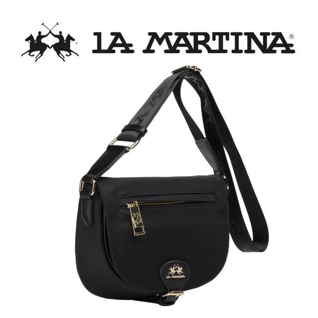 【LA MARTINA】義大利原裝進口 限量2折 頂級時尚金標皮革肩背包 1322T 全新專櫃展示品(黑色)