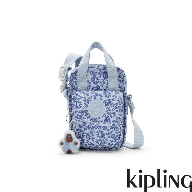 【KIPLING官方旗艦館】淡藍花卉印花掀蓋前袋手機包-DALYA