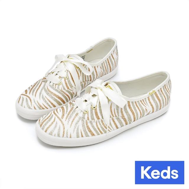 Keds】CHAMPION 閃光波浪印花帆布休閒鞋-金色(9233W110909) - momo購物