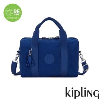 【KIPLING官方旗艦館】夏日靛青藍中型圓筒手提肩背兩用包-BINA M