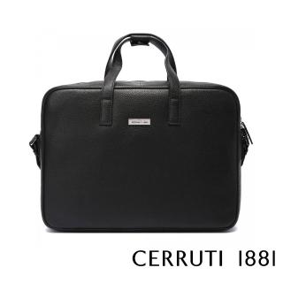 【Cerruti 1881】限量2折 義大利頂級小牛皮公事包/斜背包 CECA06035M 全新專櫃展示品(黑色)