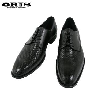 【oris 帆船鞋】菱格紋皮鞋-黑-S3957N01(真皮/防滑/耐磨/休閒/皮鞋)