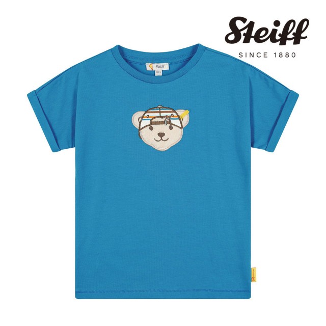 【STEIFF】熊頭童裝 反摺袖口短袖T恤衫(短袖上衣)