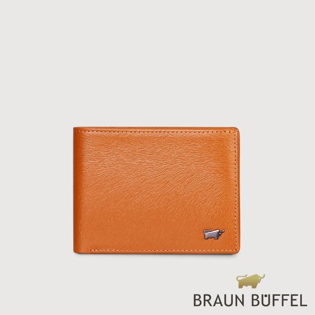 【BRAUN BUFFEL 德國小金牛】台灣總代理 防盜-2 6卡男夾-杏仁巧克力色(BF539-312-SAL)