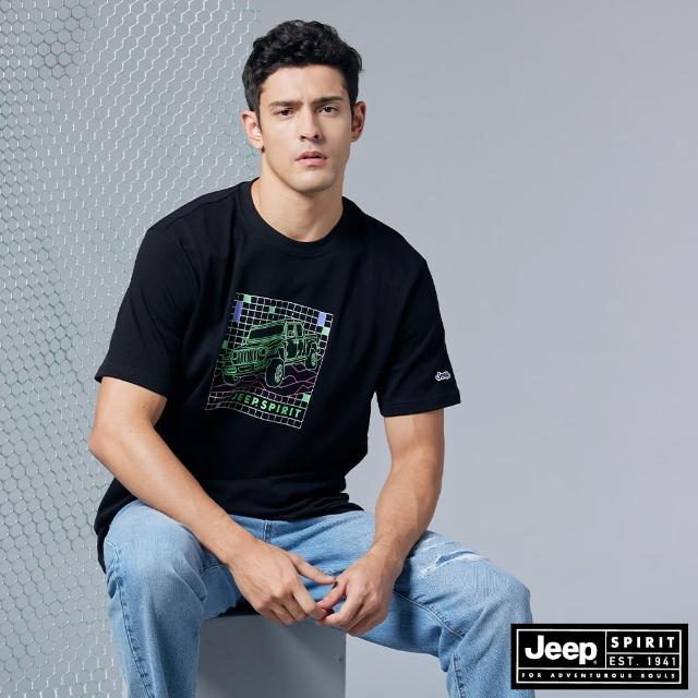 【JEEP】男裝 越野吉普車相印短袖T恤(黑色)
