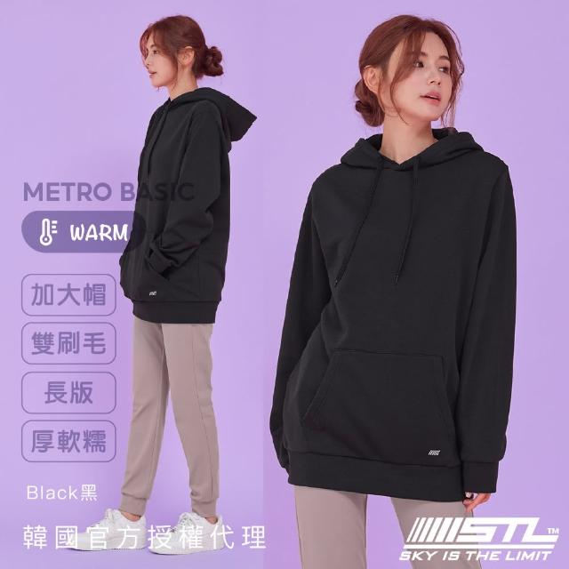 【STL】現貨 韓國 帽T Metro Basic DM 雙層保暖 刷毛 男女款 運動休閒 連帽 長袖上衣(Black黑色)