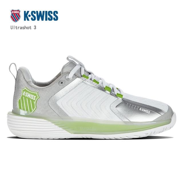 【K-SWISS】網球鞋 女鞋 白灰綠 Ultrashot 3(送運動襪)