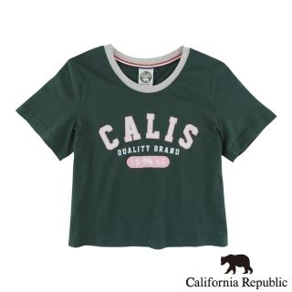 【California Republic】CALIS 1846拼接圓領短版純棉TEE(女版)