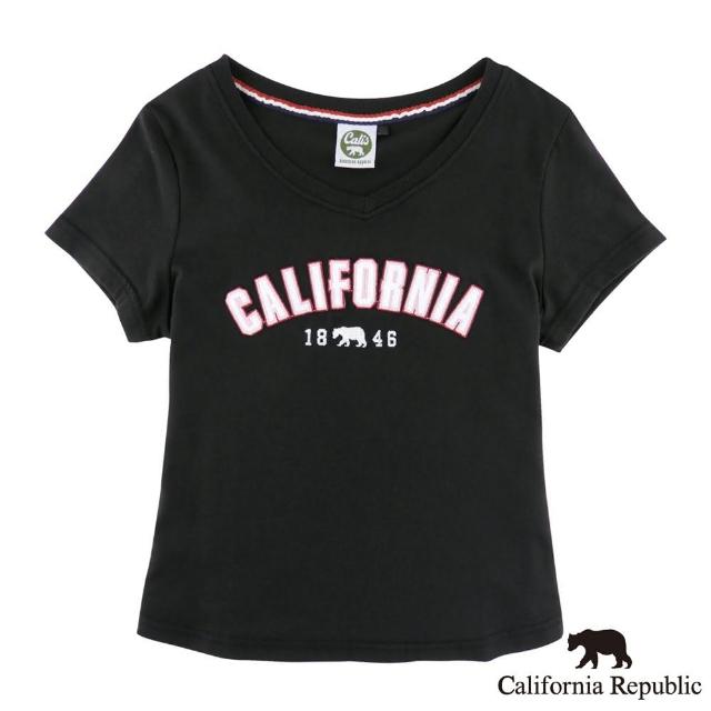 【California Republic】CALIFORNIA 品牌LOGO V領棉TEE(女版)