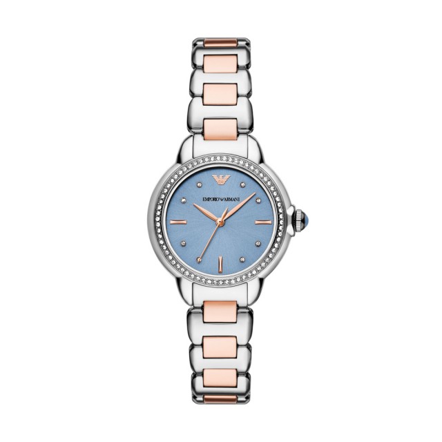【EMPORIO ARMANI】優雅格調時尚腕錶-銀X藍(AR11597)